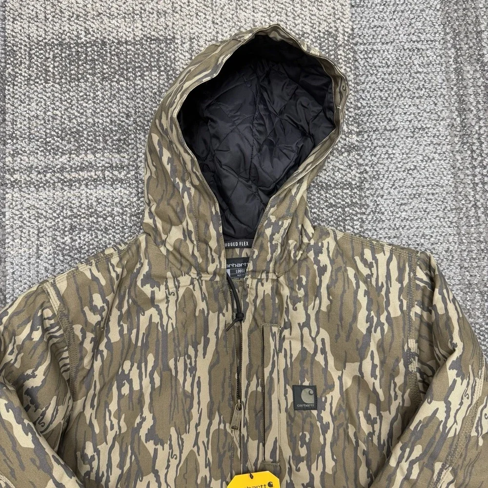 Carhartt Jacket Mens Small BottomLand Camo Rugged Flex‎ Duck Insulated Loose Fit
